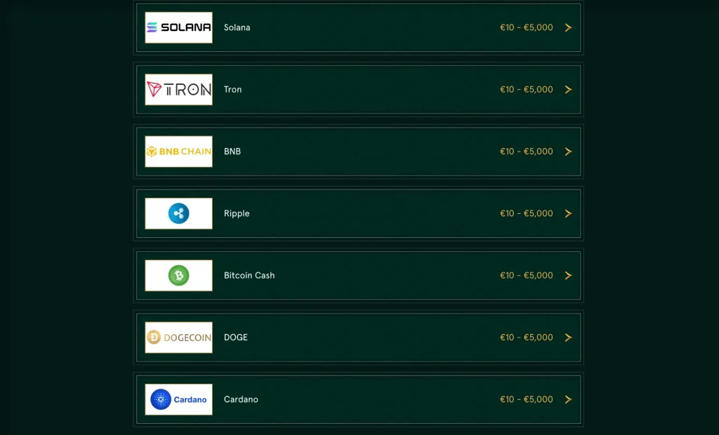 casinia casino payments method